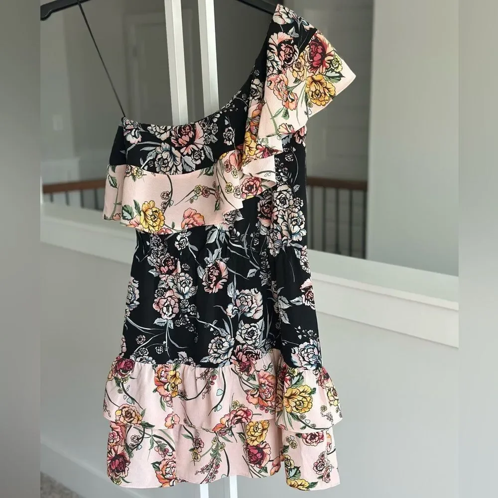 Aqua Capsule collection one shoulder floral ruffle dress